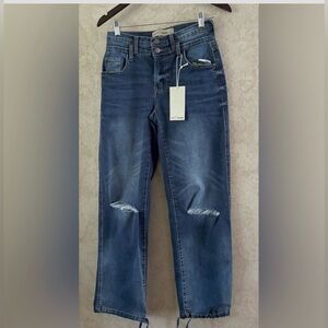 Love Trends Baggy Straight Parachute Double Waistband Distressed Jeans